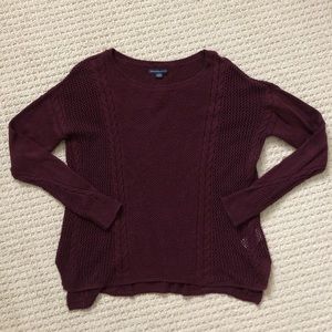 American Eagle Women’s Long Sleeve Knit Sweater, Size Small, Burgundy